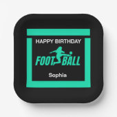 Groen Football Speler Meisje, Verjaardag Meisje Te Papieren Bordje (Voorkant)