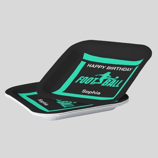 Groen Football Speler Meisje, Verjaardag Meisje Te Papieren Bordje