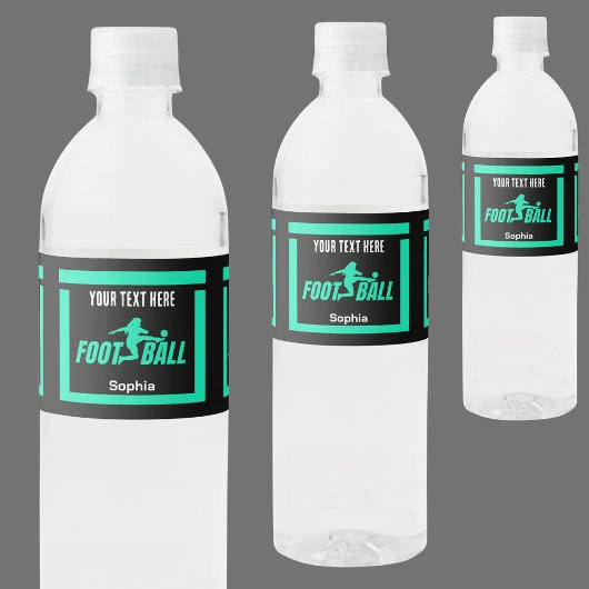 Groen Football Speler Meisje, Verjaardag Meisje Te Waterfles Etiket
