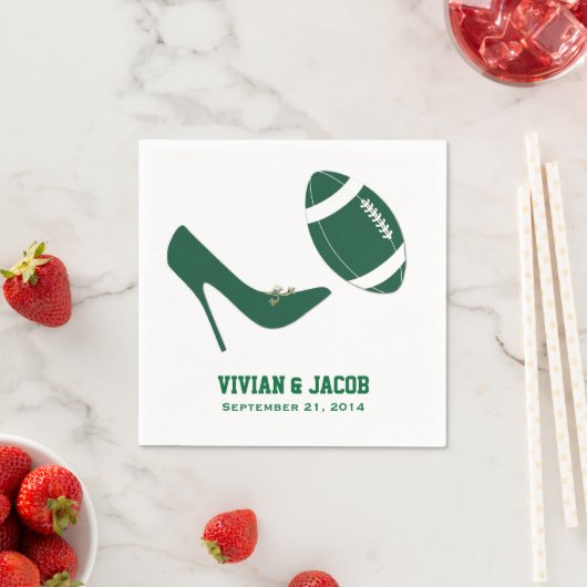 Groen Football thema aangepaste bruiloft servet (Insitu)