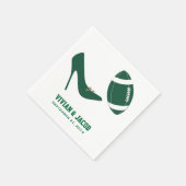 Groen Football thema aangepaste bruiloft servet (Hoek)