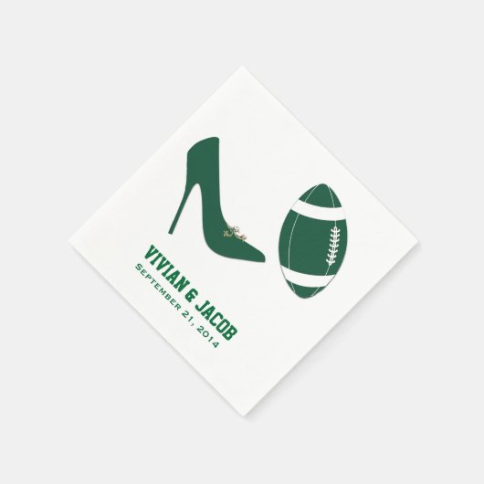 Groen Football thema aangepaste bruiloft servet (Hoek)