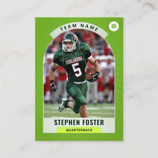Groen Football Trading Kaart, aangepaste sport Kaa Contactkaartje (Voorkant)