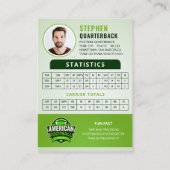 Groen Football Trading Kaart, aangepaste sport Kaa Contactkaartje (Achterkant)