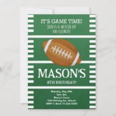 Groen Football Verjaardagsuitnodiging Kaart (Voorkant)