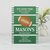 Groen Football Verjaardagsuitnodiging Kaart (Staand voorkant)