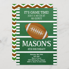 Groen Football Verjaardagsuitnodiging Kaart