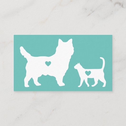 Groen Formele Kat Dog Heart Pet Visitekaartje (Achterkant)