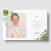 Groen Foto Christelijk Begrafenismonument Gastenboek (Voorkant)