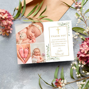 Groen Foto Collage Doop Dank Je Briefkaart