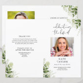 Groen Foto Orde van Dienst Rouwprogramma (Voorkant / Achterkant)