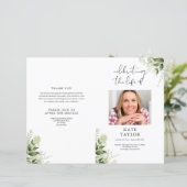 Groen Foto Orde van Dienst Rouwprogramma (Staand voorkant)