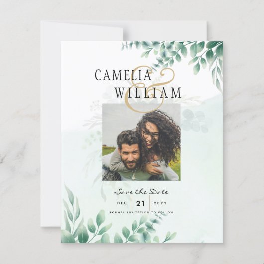 Groen FOTO SAVE THE DATES Eucalyptus BUDGET (Voorkant)