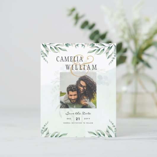 Groen FOTO SAVE THE DATES Eucalyptus BUDGET (Staand voorkant)