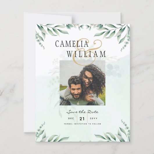 Groen FOTO SAVE THE DATES Eucalyptus BUDGET (Voorkant)