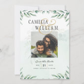 Groen FOTO SAVE THE DATES Eucalyptus BUDGET Kaart (Voorkant)