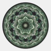Groen  fractaal rond ornament ronde sticker (Voorkant)