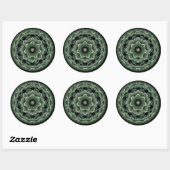 Groen  fractaal rond ornament ronde sticker (Vel)