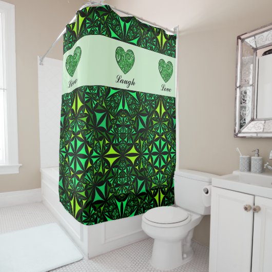 Groen Fractal Bathroom Shower Curtain Douchegordijn (In situ)