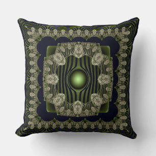 Groen fractal sierkussen met ingewikkeld patroon