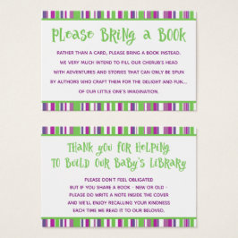 Groen & Framboos Strepen Baby Shower Boek Verzoek Visitekaartjes