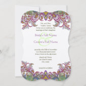 Groen frambozengeel blauw Paisley Peacock Kaart (Voorkant)