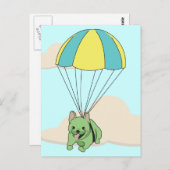 Groen Frans Bulldog Umbrella Fun Briefkaart (Voorkant / Achterkant)