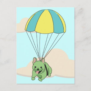 Groen Frans Bulldog Umbrella Fun Briefkaart