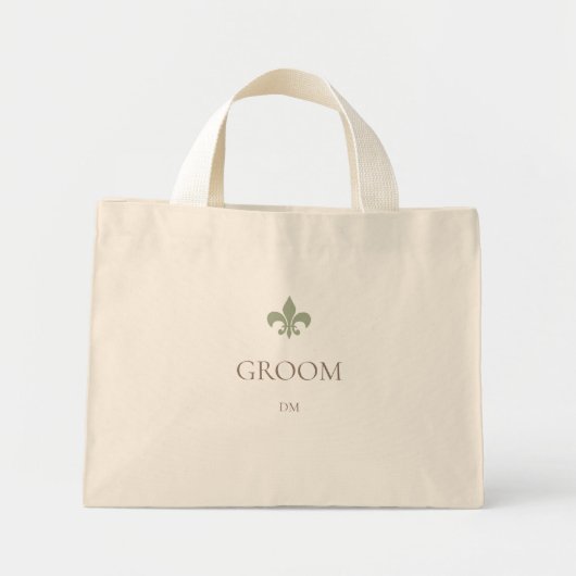 Groen Frans Fleur de Lis Groom Initiaal Monogram Mini Tote Bag (Voorkant)
