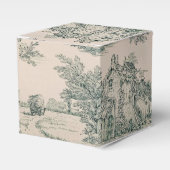 Groen Frans Land Toile Canvas Party Favor Box Bedankdoosjes (Voorkant Zijde)