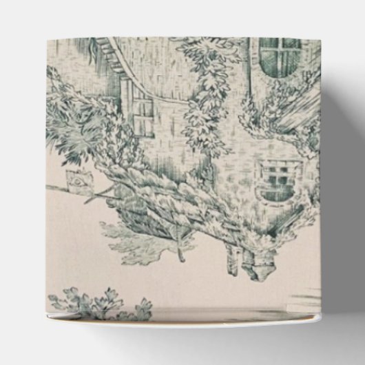 Groen Frans Land Toile Canvas Party Favor Box Bedankdoosjes (Bovenkant)