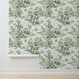 Groen Frans Stijl Toile De Jouy Behang
