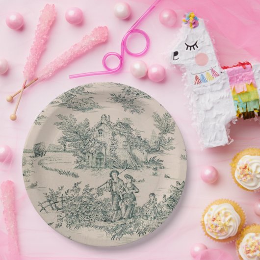 Groen Frans Toile Canvas Papier Borden Papieren Bordje (Feest)