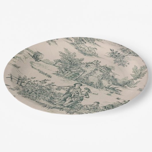 Groen Frans Toile Canvas Papier Borden Papieren Bordje (Gekanteld)