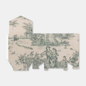 Groen Frans Toile Canvas Party Favor Box Bedankdoosjes (Uitgevouwen)