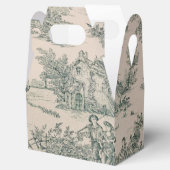 Groen Frans Toile Country Canvas Party Favor Box Bedankdoosjes (Geopend)
