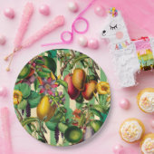 Groen Fruit en Bloementuin Retro Style Papieren Bordje (Feest)
