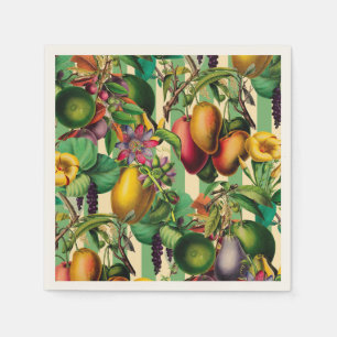 Groen Fruit en Bloementuin Retro Style Servet