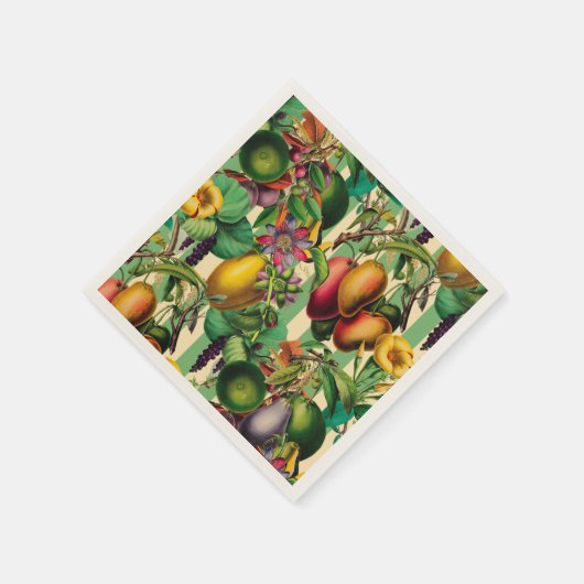 Groen Fruit en Bloementuin Retro Style Servet (Hoek)