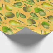 Groen fruit op oranje achtergrond cadeaupapier (Hoek)