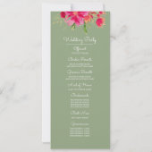 Groen | Fuchsia Floral Waterverf Wedding Programme Kaart (Achterkant)