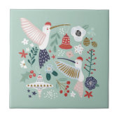  groen Fun boho Kerst Keramische Tegel Tegeltje (Voorkant)