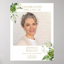 Groen Funeralie Levensviering Foto Bord Poster