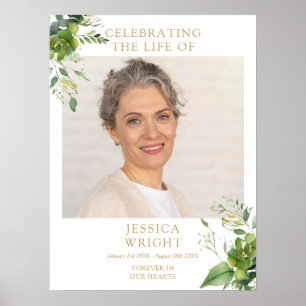 Groen Funeralie Levensviering Foto Bord Poster