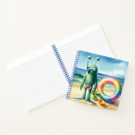 Groen Fuzzy Alien Notitieboek (Binnen)