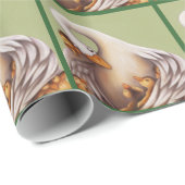 Groen gans en haar babykleding cadeaupapier (Rol Hoek)