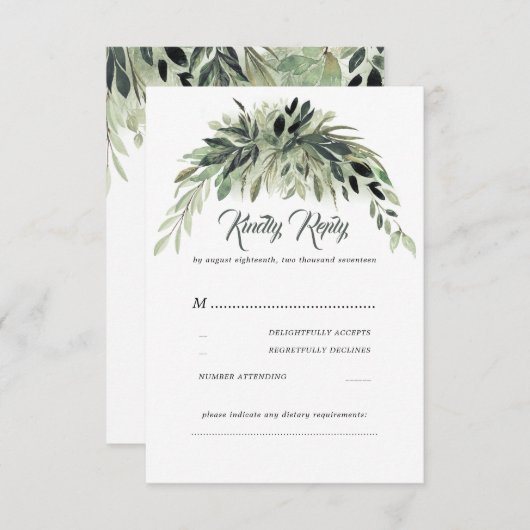 Groen Garland Bruiloft RSVP (Voorkant / Achterkant)