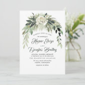 Groen Garland en witte pioen Vintage bruiloft Kaart (Staand voorkant)