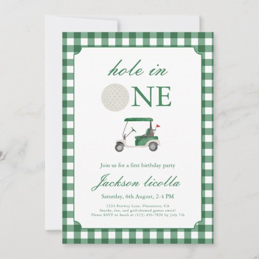 Groen gat in een uitnodiging voor een golfverjaard (Voorkant)