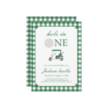 Groen gat in een uitnodiging voor een golfverjaard